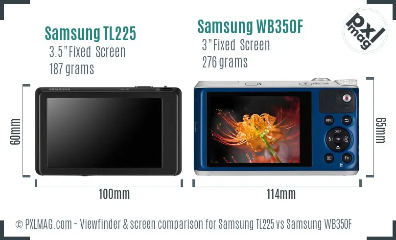 Samsung TL225 vs Samsung WB350F Screen and Viewfinder comparison