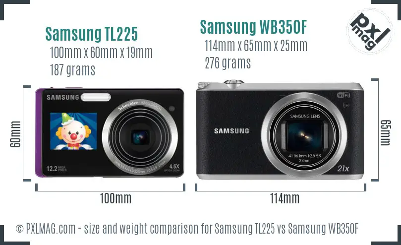 Samsung TL225 vs Samsung WB350F size comparison