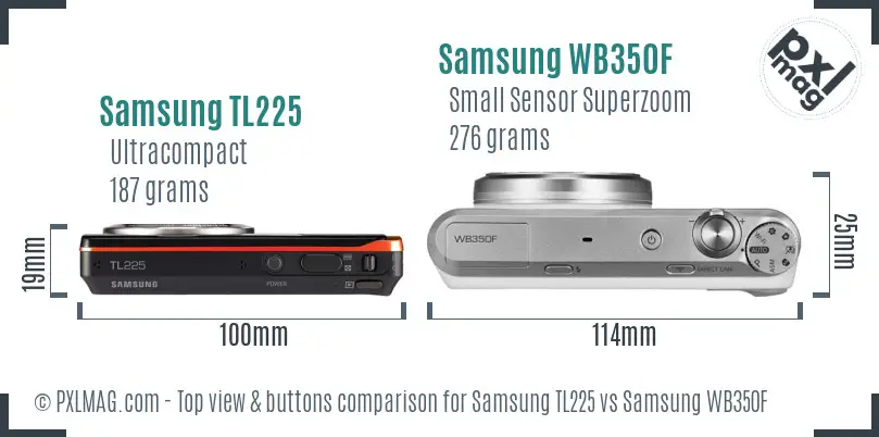 Samsung TL225 vs Samsung WB350F top view buttons comparison