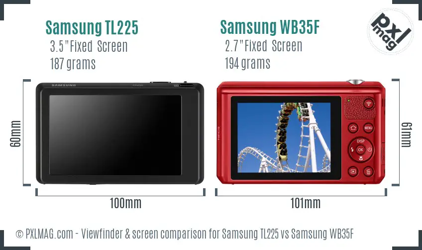 Samsung TL225 vs Samsung WB35F Screen and Viewfinder comparison