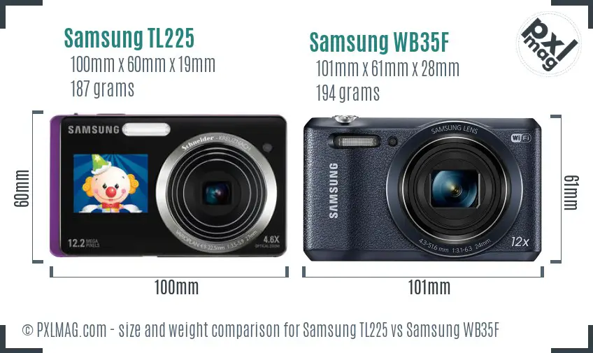 Samsung TL225 vs Samsung WB35F size comparison