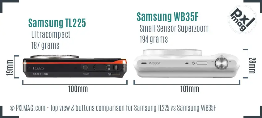 Samsung TL225 vs Samsung WB35F top view buttons comparison