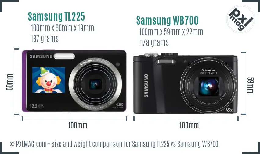 Samsung TL225 vs Samsung WB700 size comparison Samsung TL225 vs Samsung WB700 size comparison