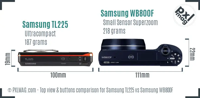 Samsung TL225 vs Samsung WB800F top view buttons comparison