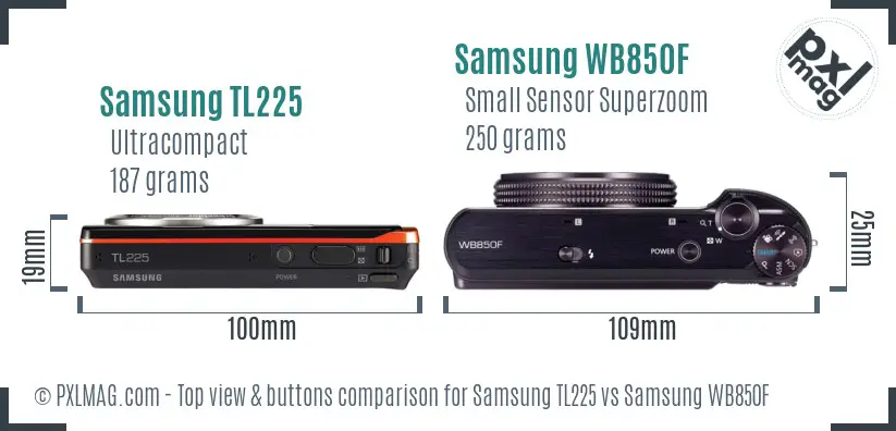 Samsung TL225 vs Samsung WB850F top view buttons comparison