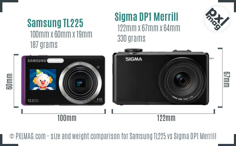 Samsung TL225 vs Sigma DP1 Merrill size comparison Samsung TL225 vs Sigma DP1 Merrill size comparison