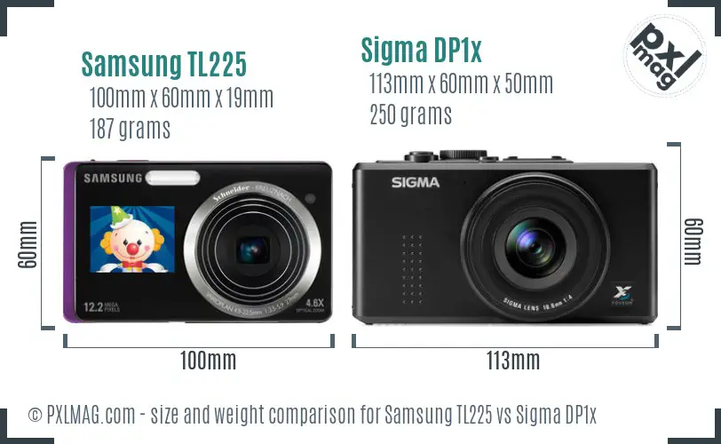 Samsung TL225 vs Sigma DP1x size comparison
