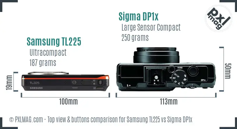 Samsung TL225 vs Sigma DP1x top view buttons comparison