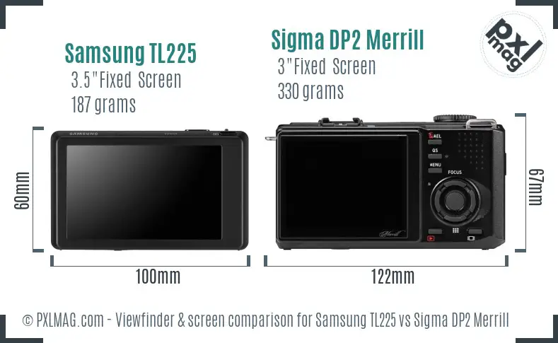 Samsung TL225 vs Sigma DP2 Merrill Screen and Viewfinder comparison