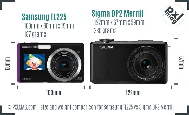Samsung TL225 vs Sigma DP2 Merrill size comparison