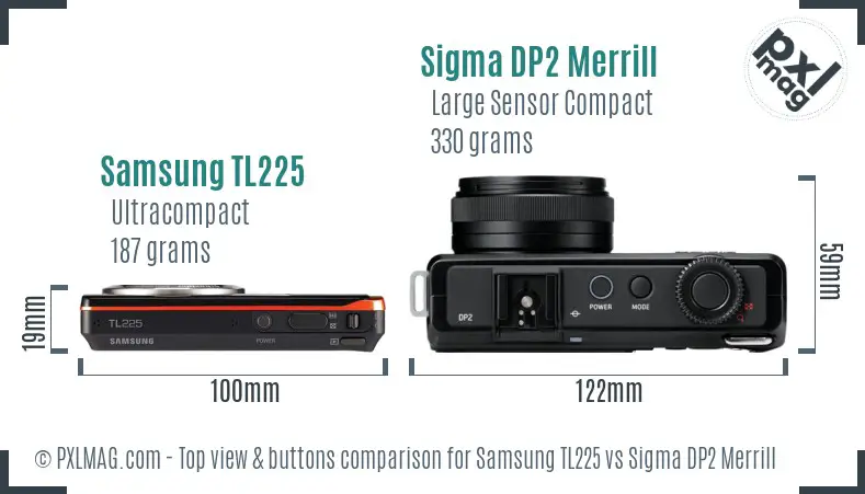 Samsung TL225 vs Sigma DP2 Merrill top view buttons comparison