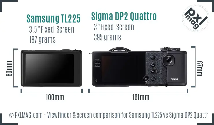 Samsung TL225 vs Sigma DP2 Quattro Screen and Viewfinder comparison