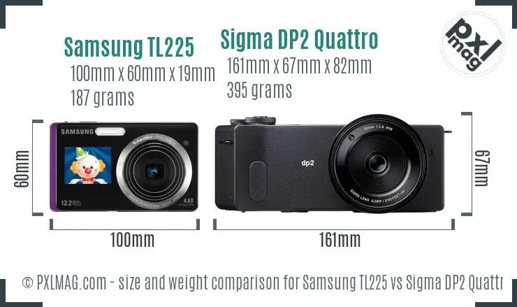 Samsung TL225 vs Sigma DP2 Quattro size comparison
