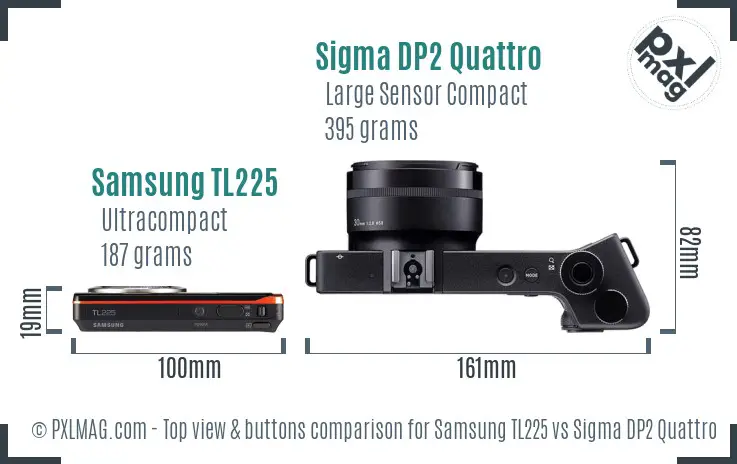 Samsung TL225 vs Sigma DP2 Quattro top view buttons comparison