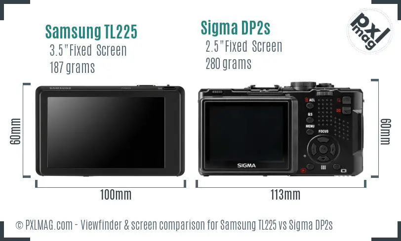 Samsung TL225 vs Sigma DP2s Screen and Viewfinder comparison