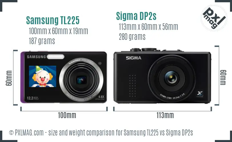 Samsung TL225 vs Sigma DP2s size comparison