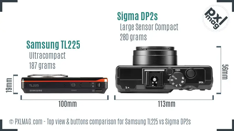 Samsung TL225 vs Sigma DP2s top view buttons comparison