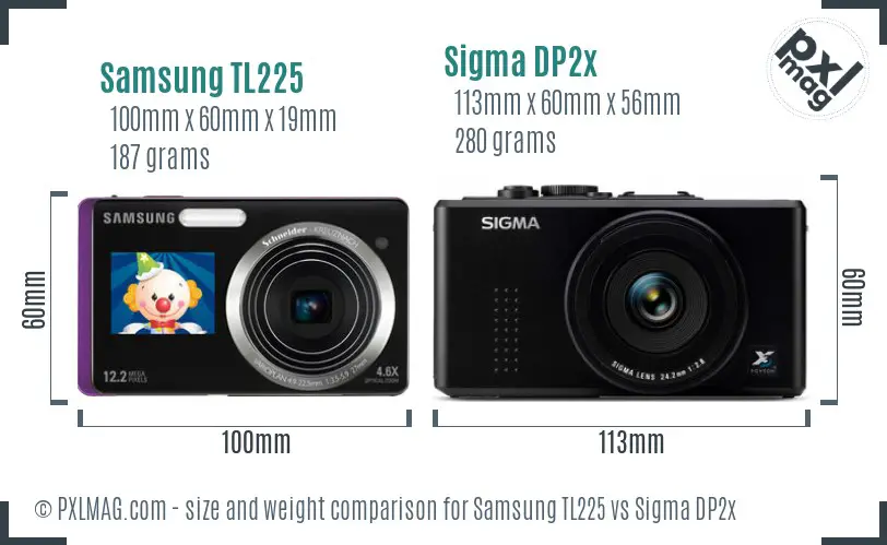 Samsung TL225 vs Sigma DP2x size comparison
