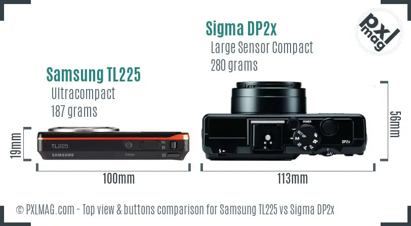 Samsung TL225 vs Sigma DP2x top view buttons comparison