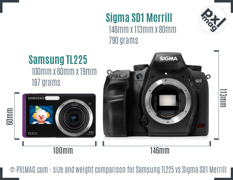 Samsung TL225 vs Sigma SD1 Merrill size comparison