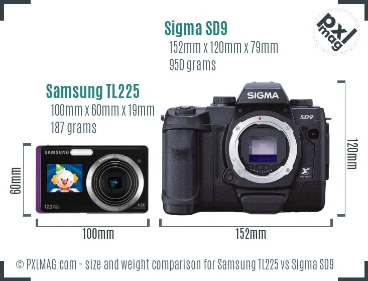 Samsung TL225 vs Sigma SD9 size comparison