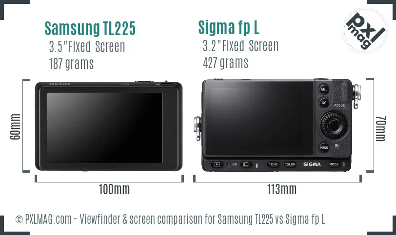 Samsung TL225 vs Sigma fp L Screen and Viewfinder comparison