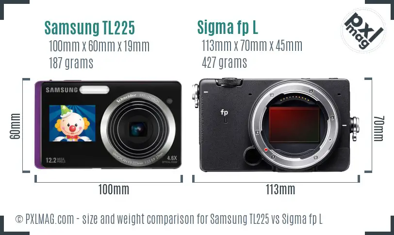 Samsung TL225 vs Sigma fp L size comparison