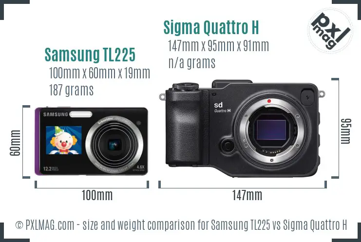 Samsung TL225 vs Sigma Quattro H size comparison