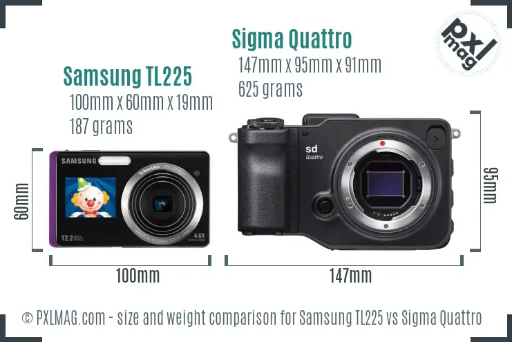 Samsung TL225 vs Sigma Quattro size comparison