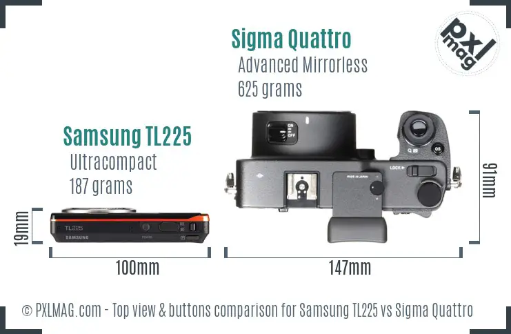 Samsung TL225 vs Sigma Quattro top view buttons comparison