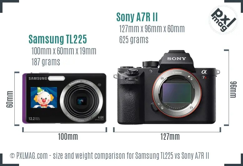 Samsung TL225 vs Sony A7R II size comparison