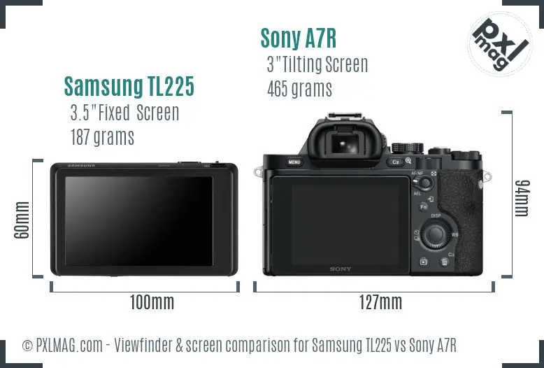 Samsung TL225 vs Sony A7R Screen and Viewfinder comparison