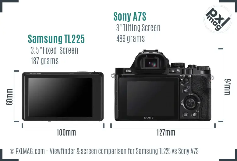 Samsung TL225 vs Sony A7S Screen and Viewfinder comparison
