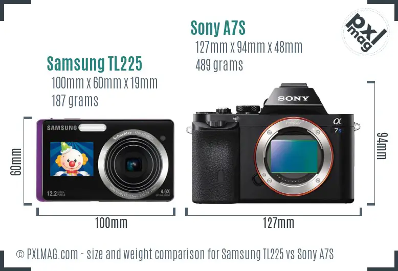 Samsung TL225 vs Sony A7S size comparison