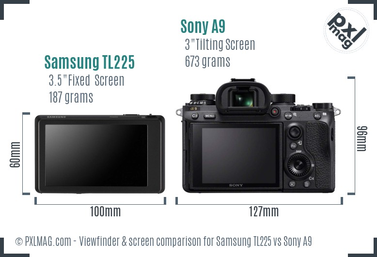 Samsung TL225 vs Sony A9 Screen and Viewfinder comparison