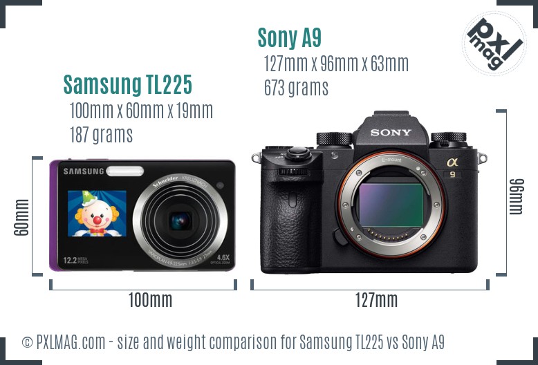Samsung TL225 vs Sony A9 size comparison Samsung TL225 vs Sony A9 size comparison