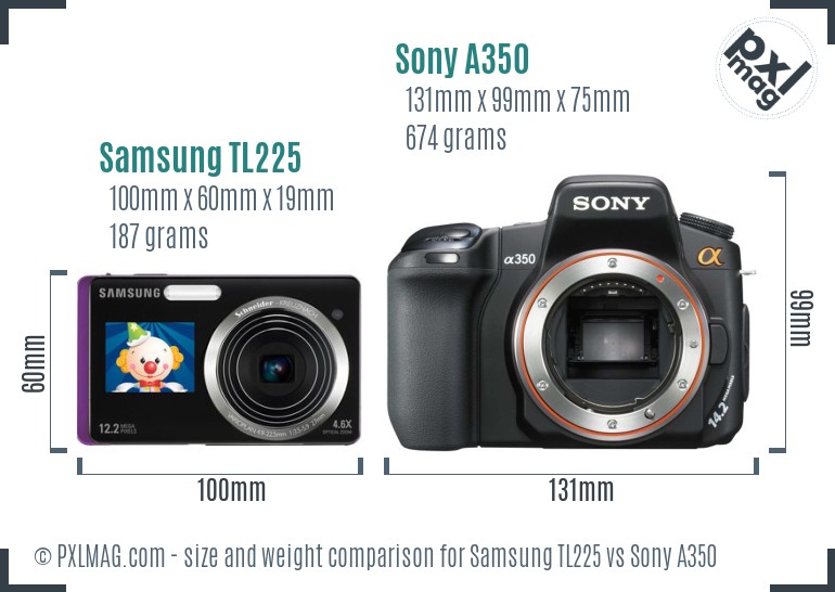 Samsung TL225 vs Sony A350 size comparison Samsung TL225 vs Sony A350 size comparison