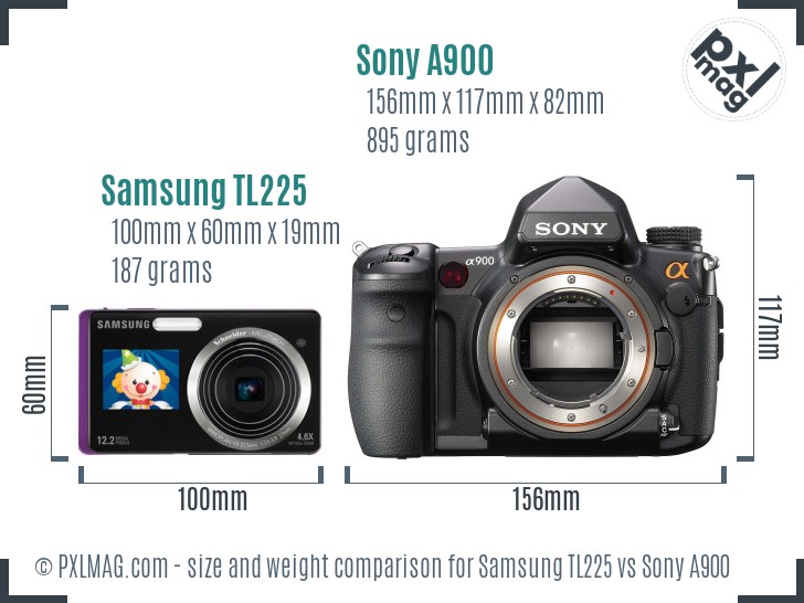 Samsung TL225 vs Sony A900 size comparison