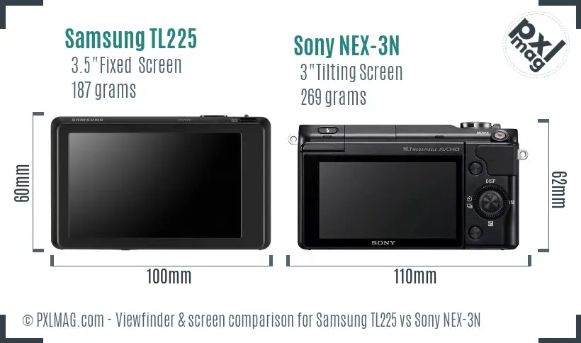 Samsung TL225 vs Sony NEX-3N Screen and Viewfinder comparison