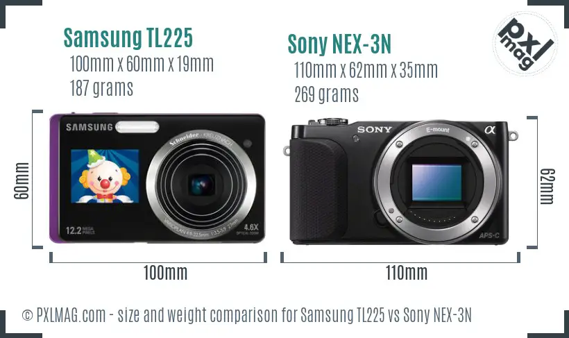 Samsung TL225 vs Sony NEX-3N size comparison
