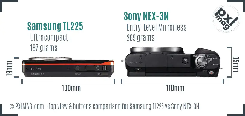 Samsung TL225 vs Sony NEX-3N top view buttons comparison