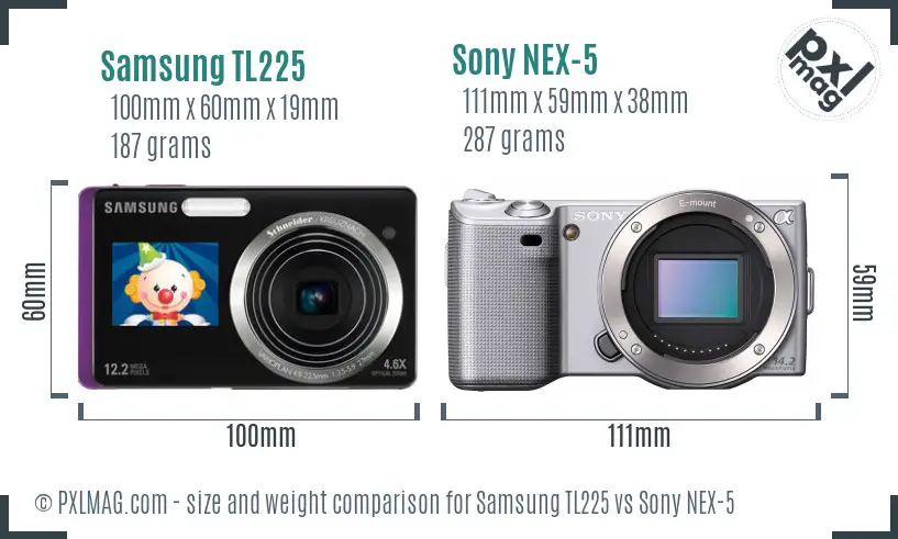 Samsung TL225 vs Sony NEX-5 size comparison Samsung TL225 vs Sony NEX-5 size comparison