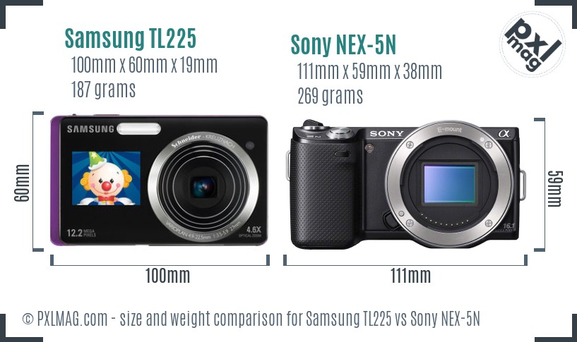 Samsung TL225 vs Sony NEX-5N size comparison Samsung TL225 vs Sony NEX-5N size comparison