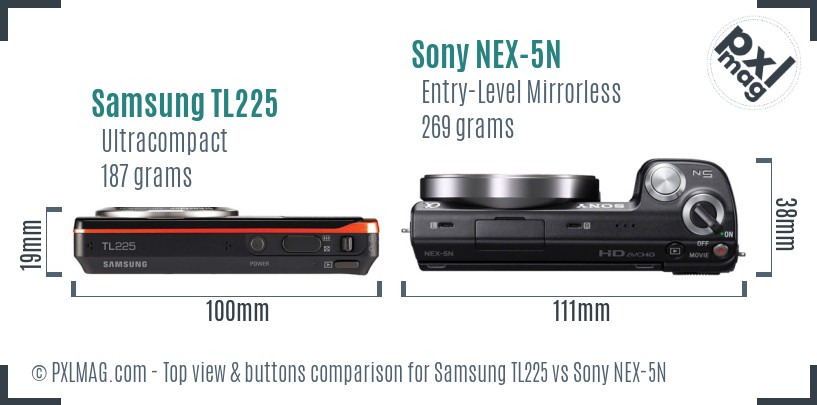 Samsung TL225 vs Sony NEX-5N top view buttons comparison
