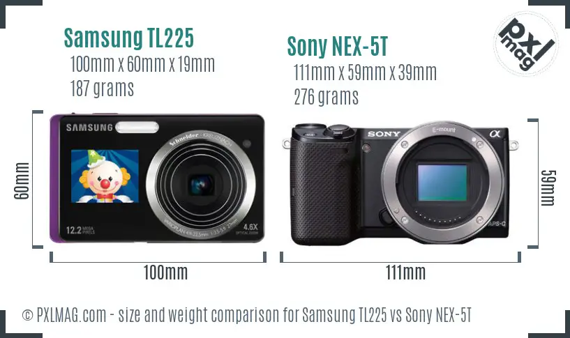 Samsung TL225 vs Sony NEX-5T size comparison