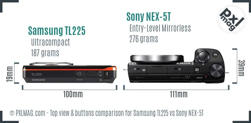 Samsung TL225 vs Sony NEX-5T top view buttons comparison