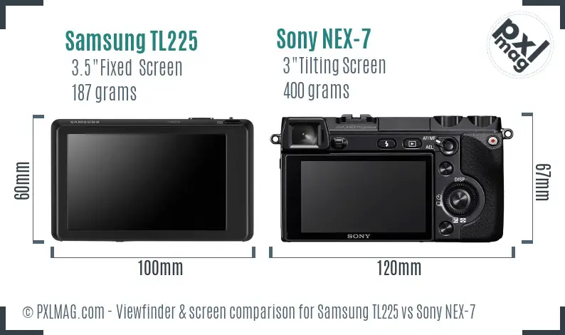 Samsung TL225 vs Sony NEX-7 Screen and Viewfinder comparison