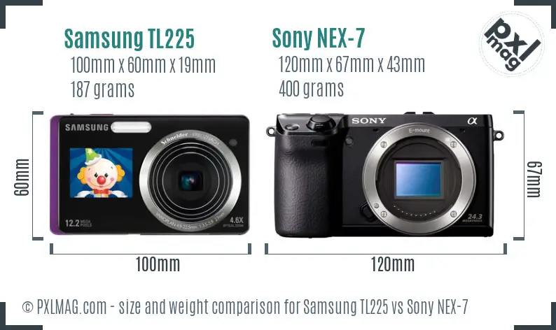 Samsung TL225 vs Sony NEX-7 size comparison