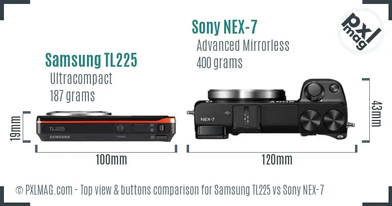 Samsung TL225 vs Sony NEX-7 top view buttons comparison