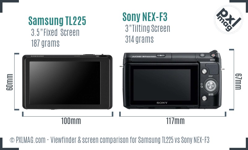 Samsung TL225 vs Sony NEX-F3 Screen and Viewfinder comparison